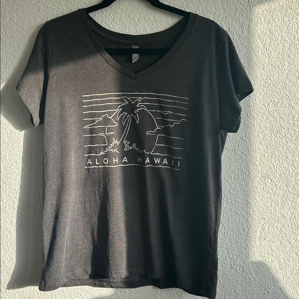 Gray Graphic Aloha Hawaii Tee Shirt Size L - Picture 5 of 5